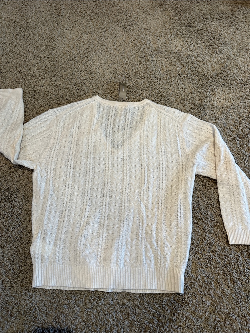 J. Crew Women’s 100% Cashmere Cream Cable-Knit V-Neck Sweater Sz S - Picture 9 of 9
